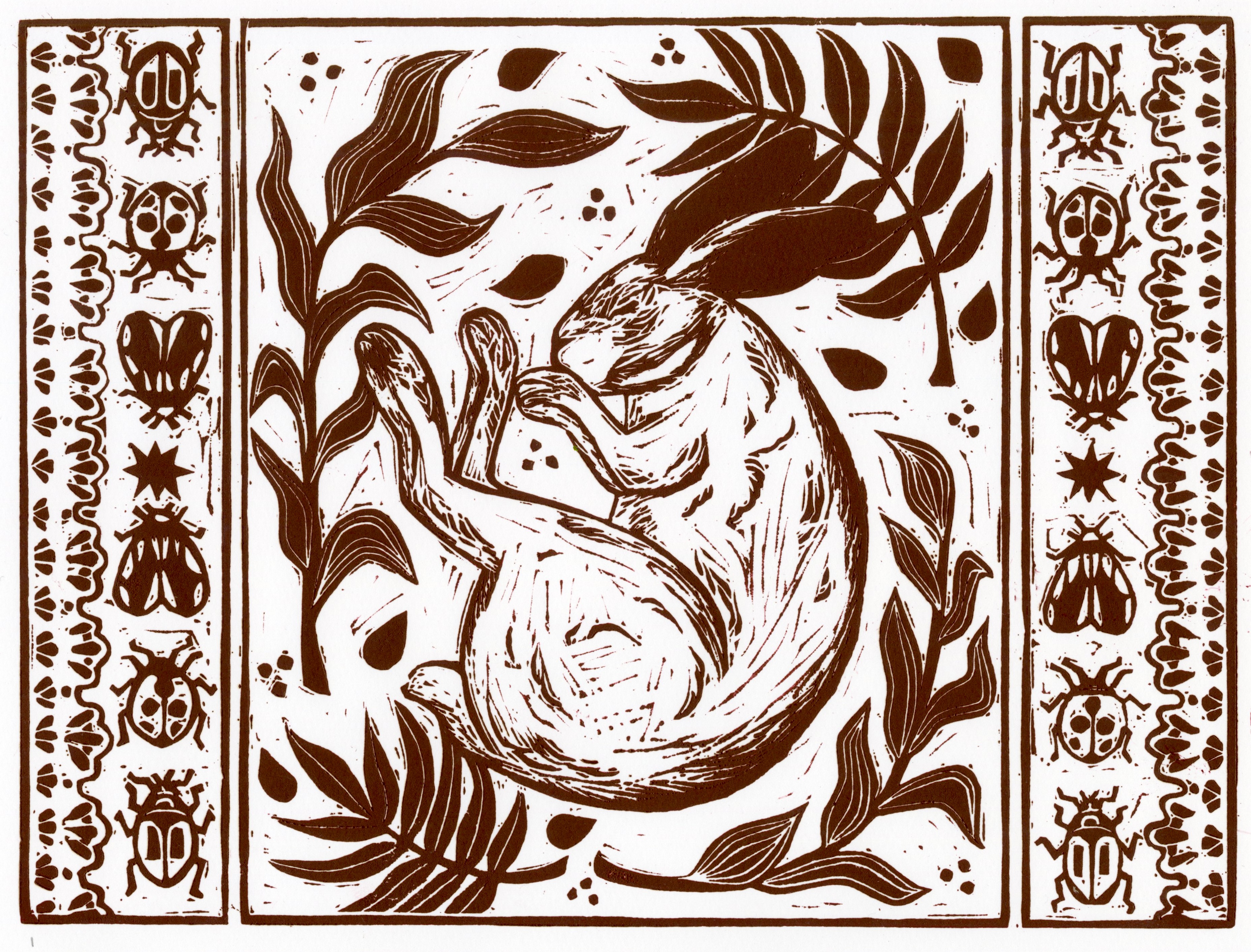 Mother Original Linoleum relief print